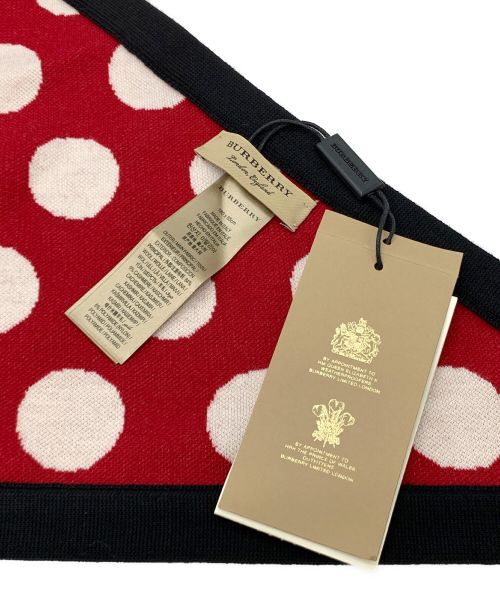 BURBERRY（バーバリー）BURBERRY (バーバリー) SPOT JACQUARD KNITTED BANDANA レッド×ホワイト サイズ:180x85cm 未使用品の古着・服飾アイテム