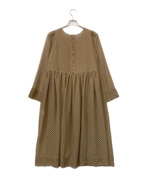 bilitis dix-sept ans（ビリティスディセッタン）bilitis dix-sept ans (ビリティスディセッタン) ドットAラインワンピース ブラウン サイズ:36の古着・服飾アイテム