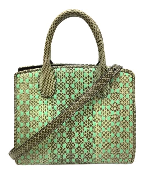 Salvatore Ferragamo（サルヴァトーレ フェラガモ）Salvatore Ferragamo (サルヴァトーレ フェラガモ) スタジオボックス 2WAYバッグ グリーンの古着・服飾アイテム