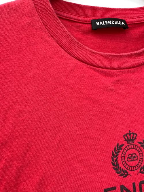 BALENCIAGA（バレンシアガ）BALENCIAGA (バレンシアガ) BBロゴプリントTシャツ レッド サイズ:Mの古着・服飾アイテム