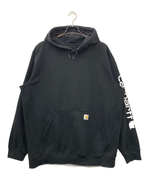 CarHartt（カーハート）CarHartt (カーハート) 袖ロゴプルオーバーパーカー ブラック サイズ:XLの古着・服飾アイテム