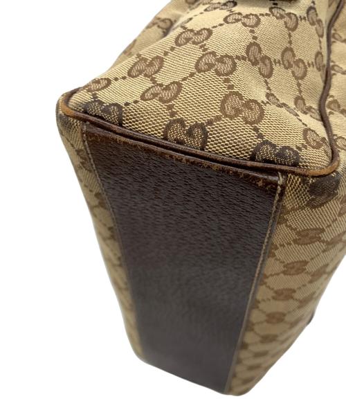 GUCCI（グッチ）GUCCI (グッチ) GGキャンバス ハンドバッグ ベージュ×ブラウンの古着・服飾アイテム