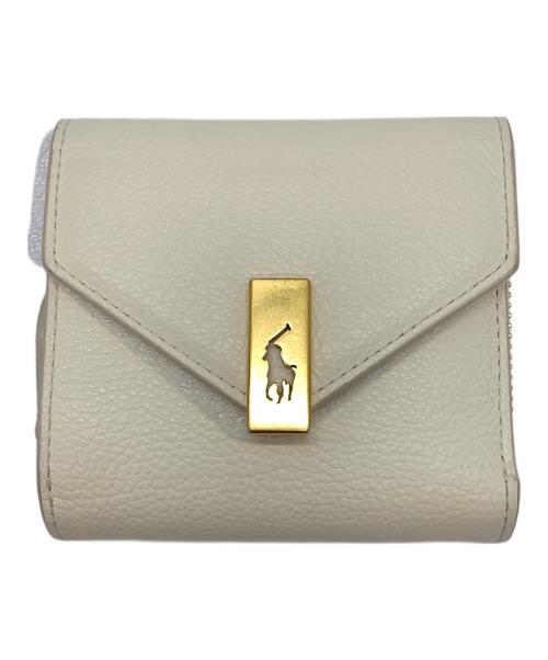 POLO RALPH LAUREN（ポロ・ラルフローレン）POLO RALPH LAUREN (ポロ・ラルフローレン) レザーコンパクトウォレット アイボリーの古着・服飾アイテム
