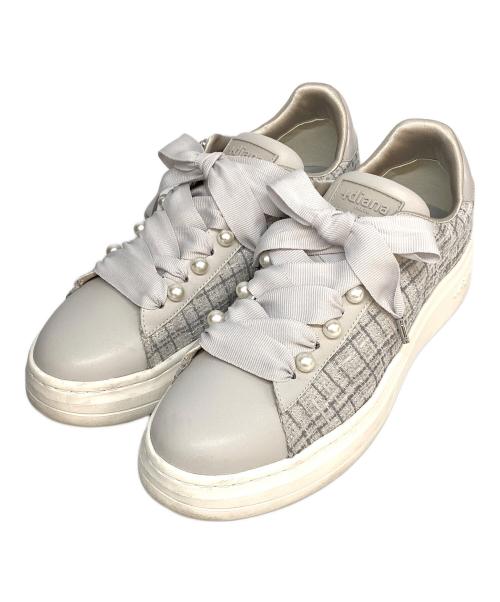 +DIANA（プラスダイアナ）+DIANA (プラスダイアナ) フェミニンスニーカー グレー サイズ:25cmの古着・服飾アイテム