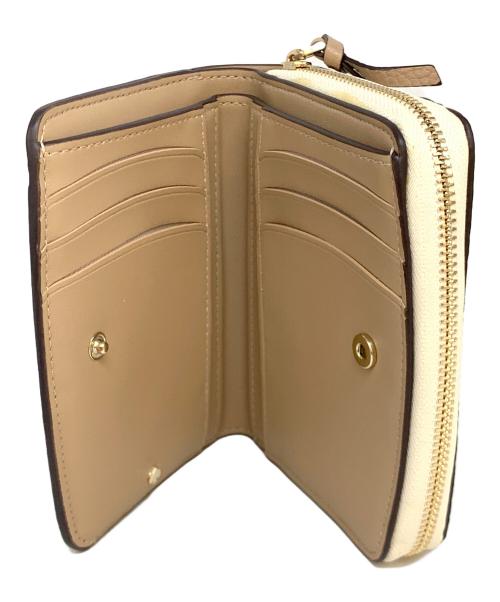 Kate Spade（ケイトスペード）Kate Spade (ケイトスペード) ノット カラーブロック コンパクトウォレット ベージュ×ブラウンの古着・服飾アイテム