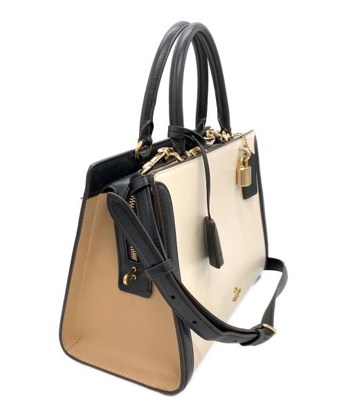 COACH（コーチ）COACH (コーチ) ゾーイ 2WAYバッグ ホワイト×ブラックの古着・服飾アイテム