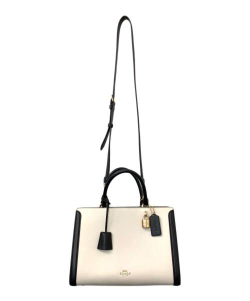 COACH（コーチ）COACH (コーチ) ゾーイ 2WAYバッグ ホワイト×ブラックの古着・服飾アイテム