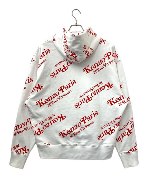 KENZO（ケンゾー）KENZO (ケンゾー) VERDY OVERSIZE HOODIE ホワイト×レッド サイズ:Mの古着・服飾アイテム