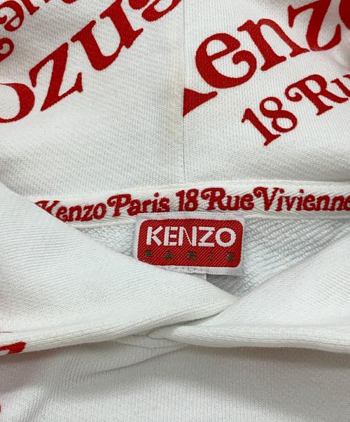 KENZO（ケンゾー）KENZO (ケンゾー) VERDY OVERSIZE HOODIE ホワイト×レッド サイズ:Mの古着・服飾アイテム