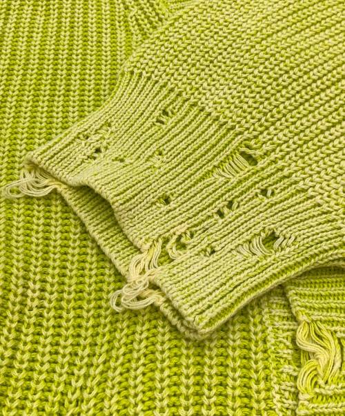 MAISON SPECIAL（メゾンスペシャル）MAISON SPECIAL (メゾンスペシャル) Snow Wash Damaged Prime-Over V-Neck イエロー サイズ:2の古着・服飾アイテム