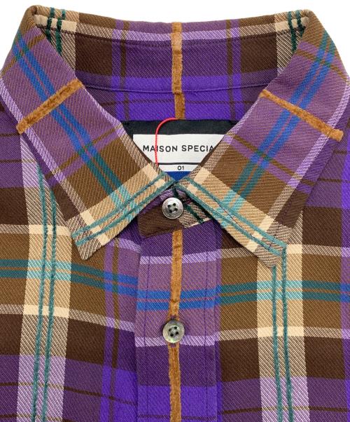MAISON SPECIAL（メゾンスペシャル）MAISON SPECIAL (メゾンスペシャル) モールタータンチェックプライムオーバーシャツ パープル サイズ:1の古着・服飾アイテム