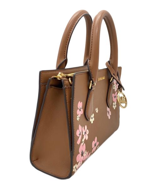 MICHAEL KORS（マイケル・コース）MICHAEL KORS (マイケルコース) Sheila Small Floral Embellished Satchel ブラウンの古着・服飾アイテム