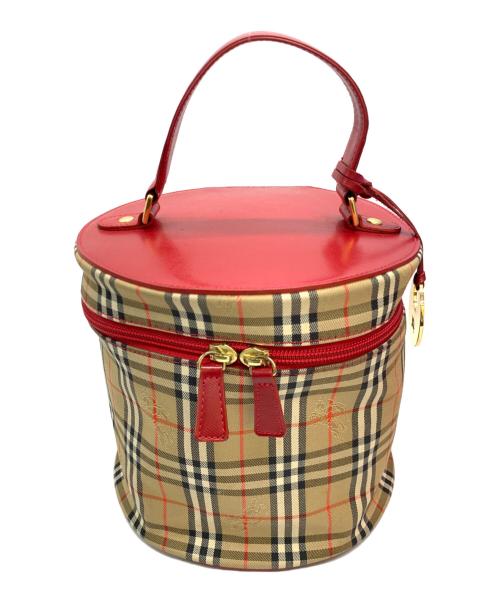 Burberry's（バーバリー）Burberry's (バーバリーズ) バニティバッグ ベージュ×レッドの古着・服飾アイテム