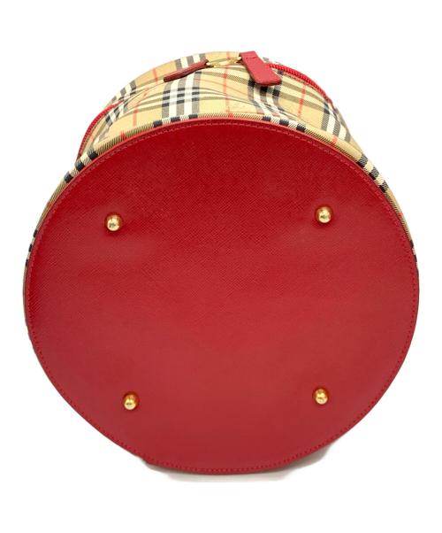 Burberry's（バーバリー）Burberry's (バーバリーズ) バニティバッグ ベージュ×レッドの古着・服飾アイテム