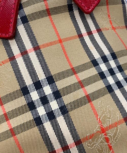 Burberry's（バーバリー）Burberry's (バーバリーズ) バニティバッグ ベージュ×レッドの古着・服飾アイテム