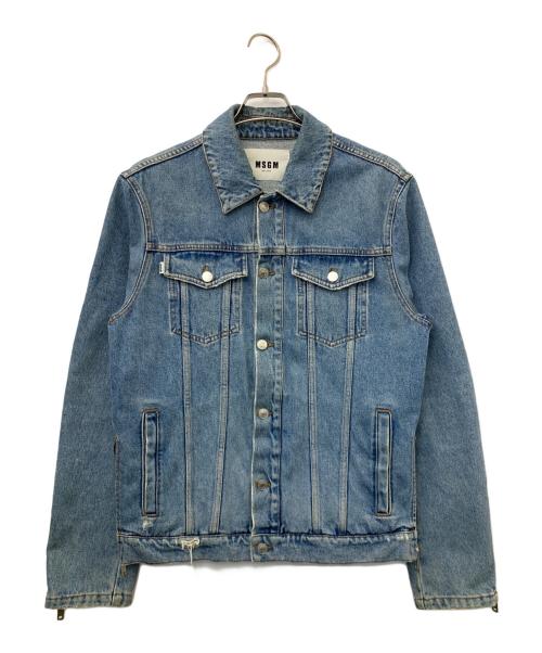 MSGM（エムエスジーエム）MSGM (エムエスジーエム) ダメージスリーブデニムジャケット ブルー サイズ:46の古着・服飾アイテム