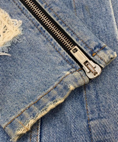 MSGM（エムエスジーエム）MSGM (エムエスジーエム) ダメージスリーブデニムジャケット ブルー サイズ:46の古着・服飾アイテム