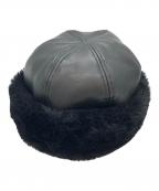 RAY BEAMSレイ ビームス）の古着「フェイクレザー ロール キャップ」｜ブラック