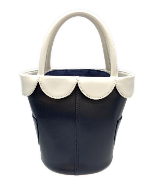 KITAMURA（キタムラ）KITAMURA (キタムラ) ハンドバッグ ネイビー×ホワイトの古着・服飾アイテム