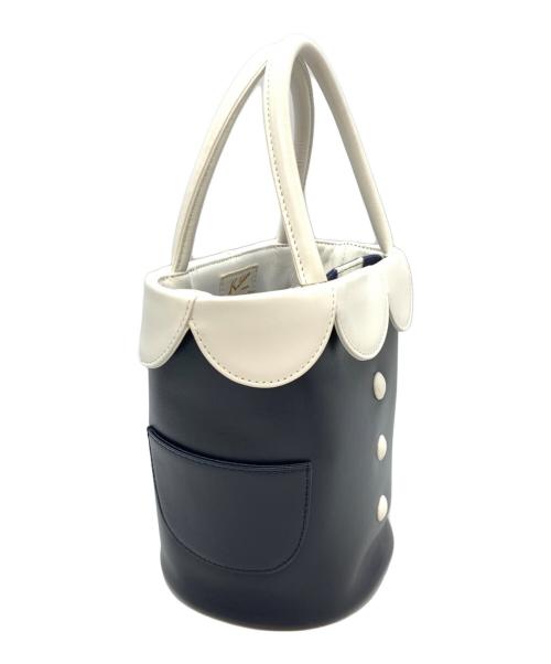 KITAMURA（キタムラ）KITAMURA (キタムラ) ハンドバッグ ネイビー×ホワイトの古着・服飾アイテム