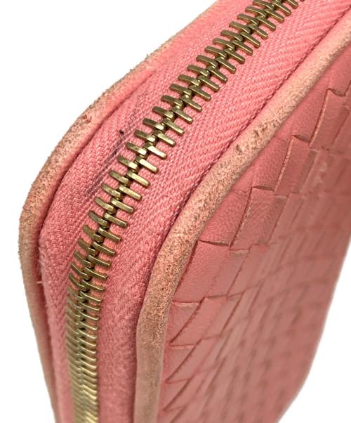 BOTTEGA VENETA（ボッテガベネタ）BOTTEGA VENETA (ボッテガベネタ) イントレチャート ラウンドファスナー長財布 ピンクの古着・服飾アイテム