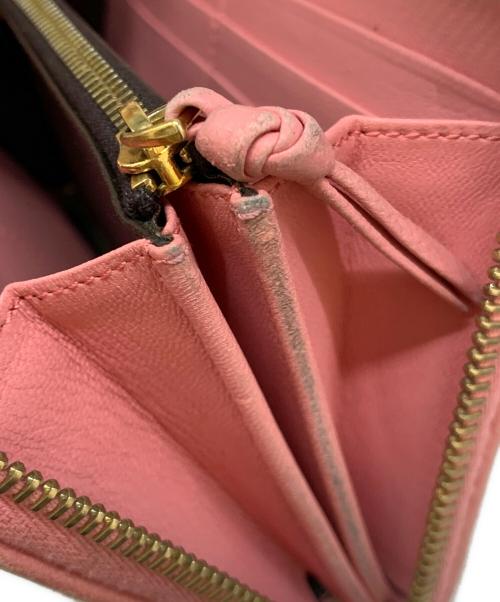 BOTTEGA VENETA（ボッテガベネタ）BOTTEGA VENETA (ボッテガベネタ) イントレチャート ラウンドファスナー長財布 ピンクの古着・服飾アイテム