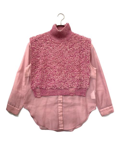 Ameri（アメリ）AMERI (アメリ) DAMAGE VEST SET SHEER SHIRT ピンク サイズ:FREEの古着・服飾アイテム