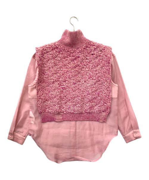 Ameri（アメリ）AMERI (アメリ) DAMAGE VEST SET SHEER SHIRT ピンク サイズ:FREEの古着・服飾アイテム