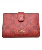 COACHコーチ）の古着「シグネチャー 2つ折り財布」｜レッド