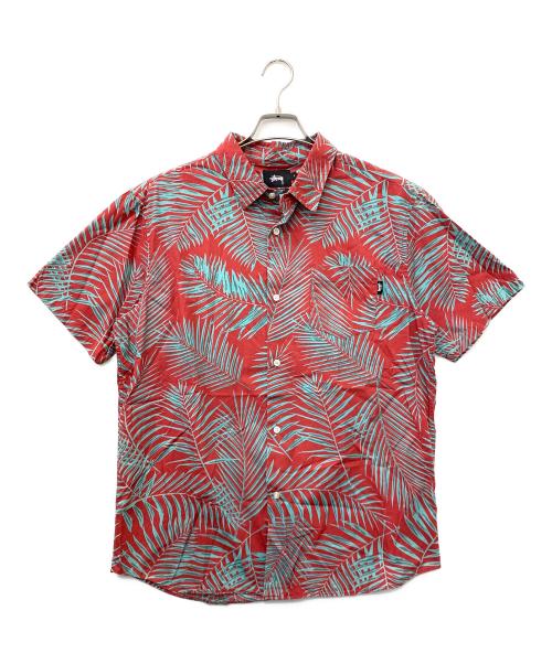 stussy（ステューシー）stussy (ステューシー) コットンアロハシャツ レッド×ブルー サイズ:Lの古着・服飾アイテム