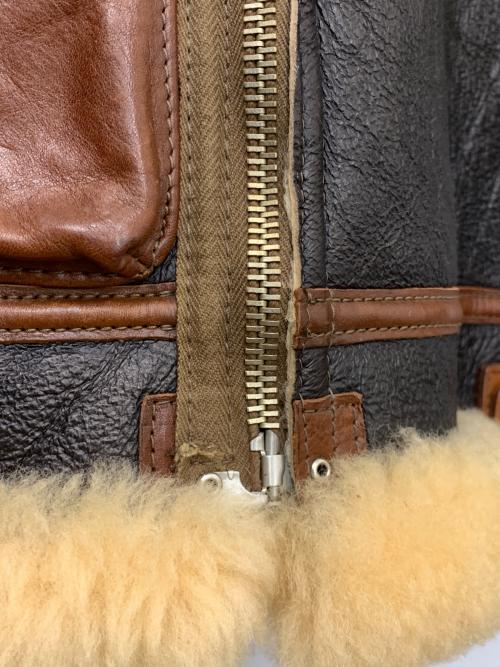 AVIREX（アヴィレックス）AVIREX (アヴィレックス) B-3ムートン ヴィンテージタイプ レザージャケット ブラック×ブラウン サイズ:40の古着・服飾アイテム