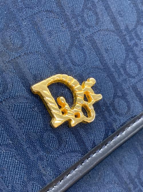 Christian Dior（クリスチャン ディオール）Christian Dior (クリスチャン ディオール) トロッター柄チェーンショルダーバッグ ネイビーの古着・服飾アイテム