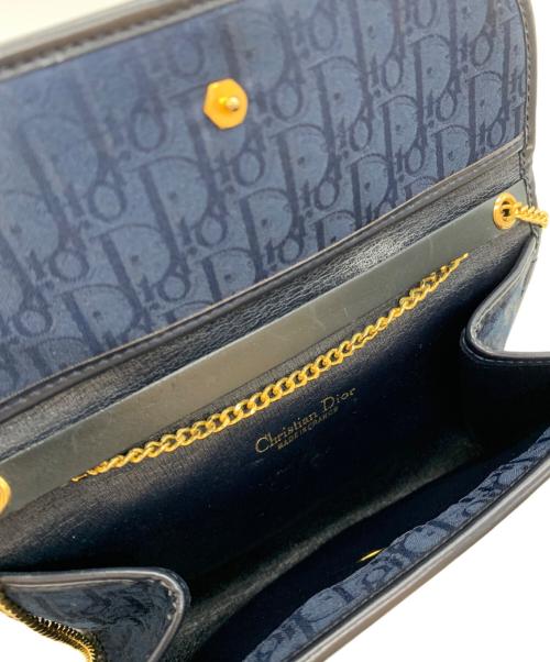 Christian Dior（クリスチャン ディオール）Christian Dior (クリスチャン ディオール) トロッター柄チェーンショルダーバッグ ネイビーの古着・服飾アイテム