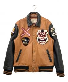 AVIREX（アヴィレックス）の古着「66スタジアムレザージャケット」｜ブラウン×ブラック