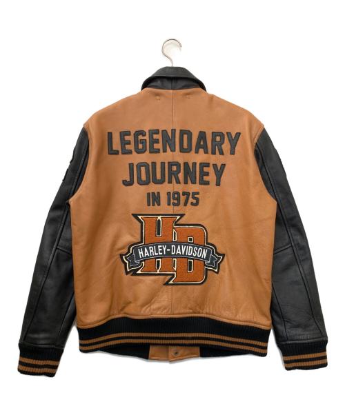 AVIREX（アヴィレックス）AVIREX (アヴィレックス) 66スタジアムレザージャケット ブラウン×ブラック サイズ:XLの古着・服飾アイテム