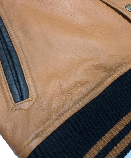 AVIREX（アヴィレックス）AVIREX (アヴィレックス) 66スタジアムレザージャケット ブラウン×ブラック サイズ:XLの古着・服飾アイテム