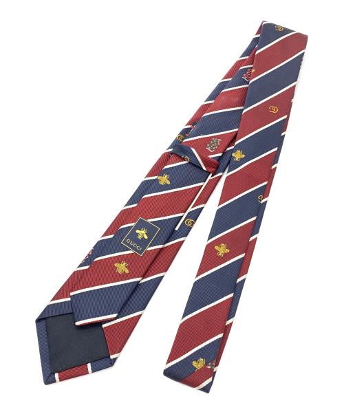 GUCCI（グッチ）GUCCI (グッチ) ネクタイ SYMBOLS MOTIF ネイビー×レッド サイズ:148×7cmの古着・服飾アイテム