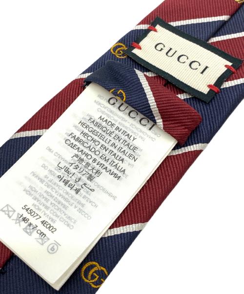 GUCCI（グッチ）GUCCI (グッチ) ネクタイ SYMBOLS MOTIF ネイビー×レッド サイズ:148×7cmの古着・服飾アイテム
