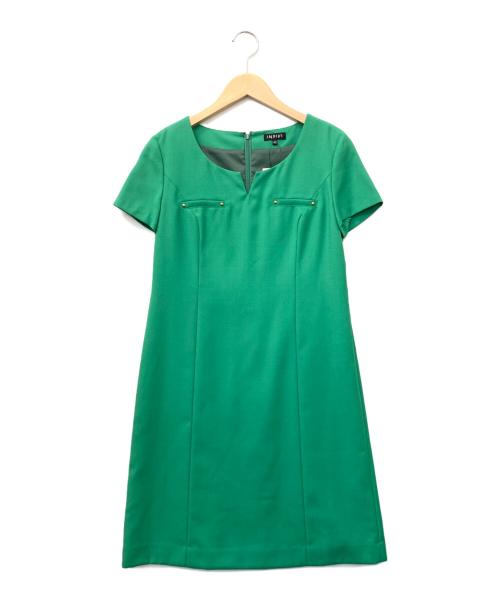 INDIVI（インディヴィ）INDIVI (インディヴィ) 半袖ワンピース グリーン サイズ:40の古着・服飾アイテム