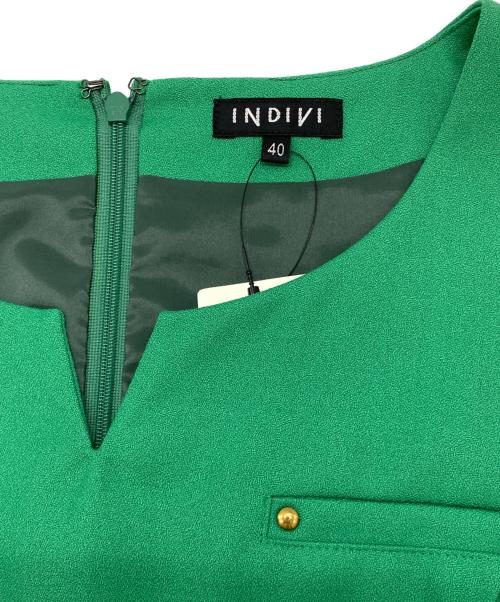 INDIVI（インディヴィ）INDIVI (インディヴィ) 半袖ワンピース グリーン サイズ:40の古着・服飾アイテム