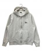 stussyステューシー）の古着「バックロゴジップパーカー」｜グレー
