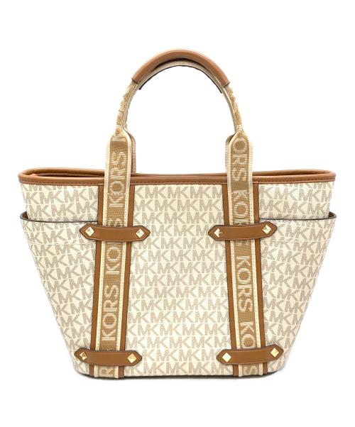 MICHAEL KORS（マイケル・コース）MICHAEL KORS (マイケルコース) MAEVE スモール コンバーチブル オープントート ホワイト×ブラウンの古着・服飾アイテム