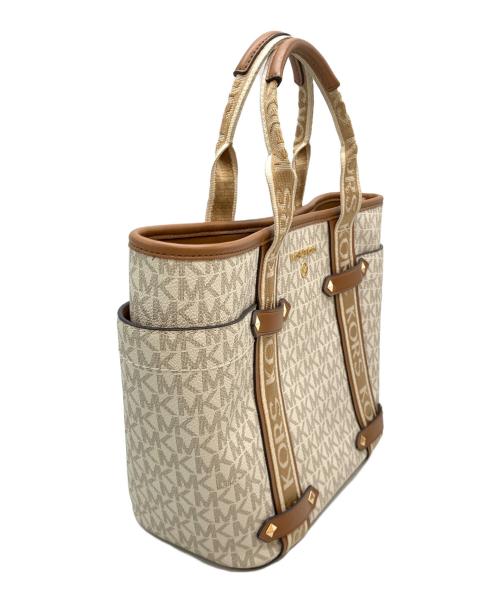 MICHAEL KORS（マイケル・コース）MICHAEL KORS (マイケルコース) MAEVE スモール コンバーチブル オープントート ホワイト×ブラウンの古着・服飾アイテム