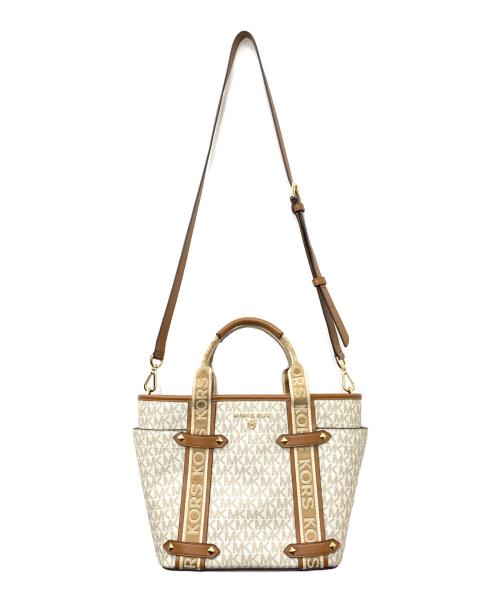 MICHAEL KORS（マイケル・コース）MICHAEL KORS (マイケルコース) MAEVE スモール コンバーチブル オープントート ホワイト×ブラウンの古着・服飾アイテム