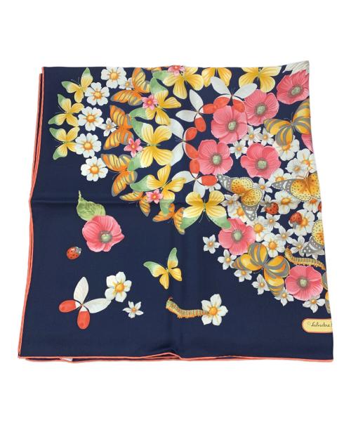 Salvatore Ferragamo（サルヴァトーレ フェラガモ）Salvatore Ferragamo (サルヴァトーレ フェラガモ) シルクスカーフ ネイビーの古着・服飾アイテム