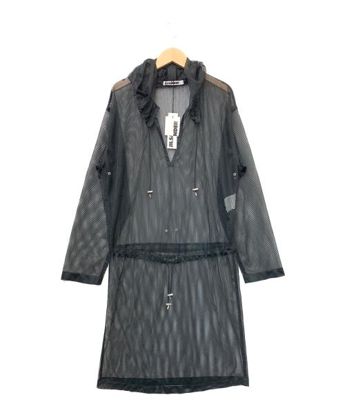 JIL SANDER（ジルサンダー）JIL SANDER (ジルサンダー) プルオーバー ロングメッシュパーカー ブラック サイズ:34の古着・服飾アイテム