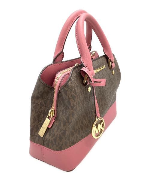 MICHAEL KORS（マイケル・コース）MICHAEL KORS (マイケルコース) 2WAYバッグ ブラウン×ピンクの古着・服飾アイテム