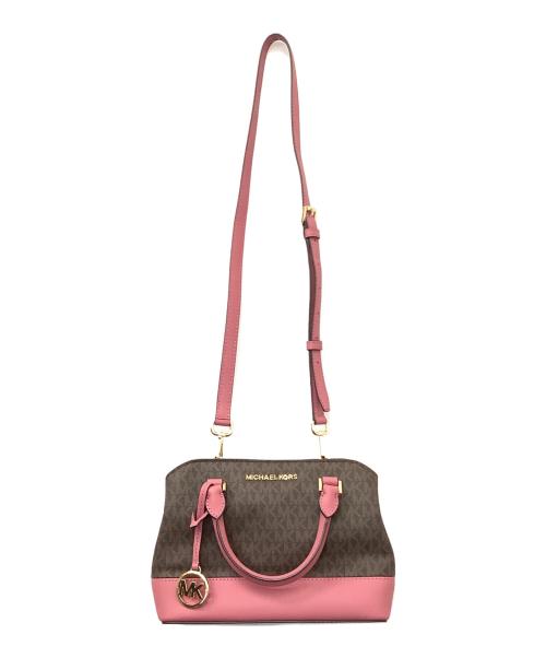 MICHAEL KORS（マイケル・コース）MICHAEL KORS (マイケルコース) 2WAYバッグ ブラウン×ピンクの古着・服飾アイテム