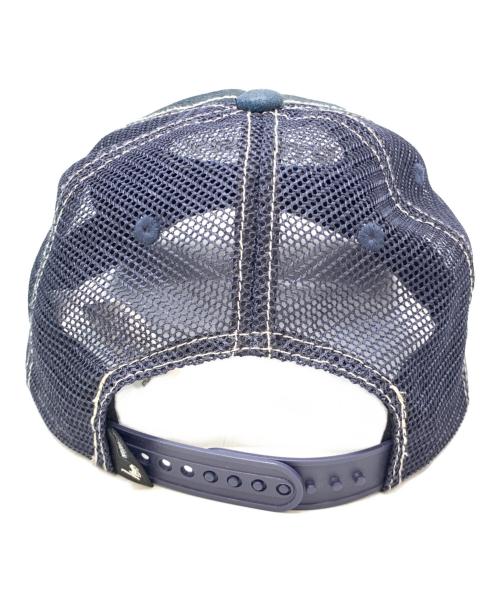 stussy（ステューシー）stussy (ステューシー) CUT OUT LEATHER TRUCKER CAP ネイビーの古着・服飾アイテム