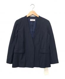 TOMORROW LAND（トゥモローランド）の古着「ノーカラージャケット」｜ネイビー